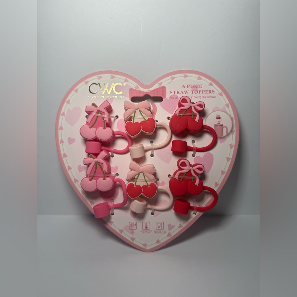 Cook With Color (CWC) Valentine's Straw Toppers Covers BNWT | 6 DIFFERENT SETS! - Picture 7 of 8